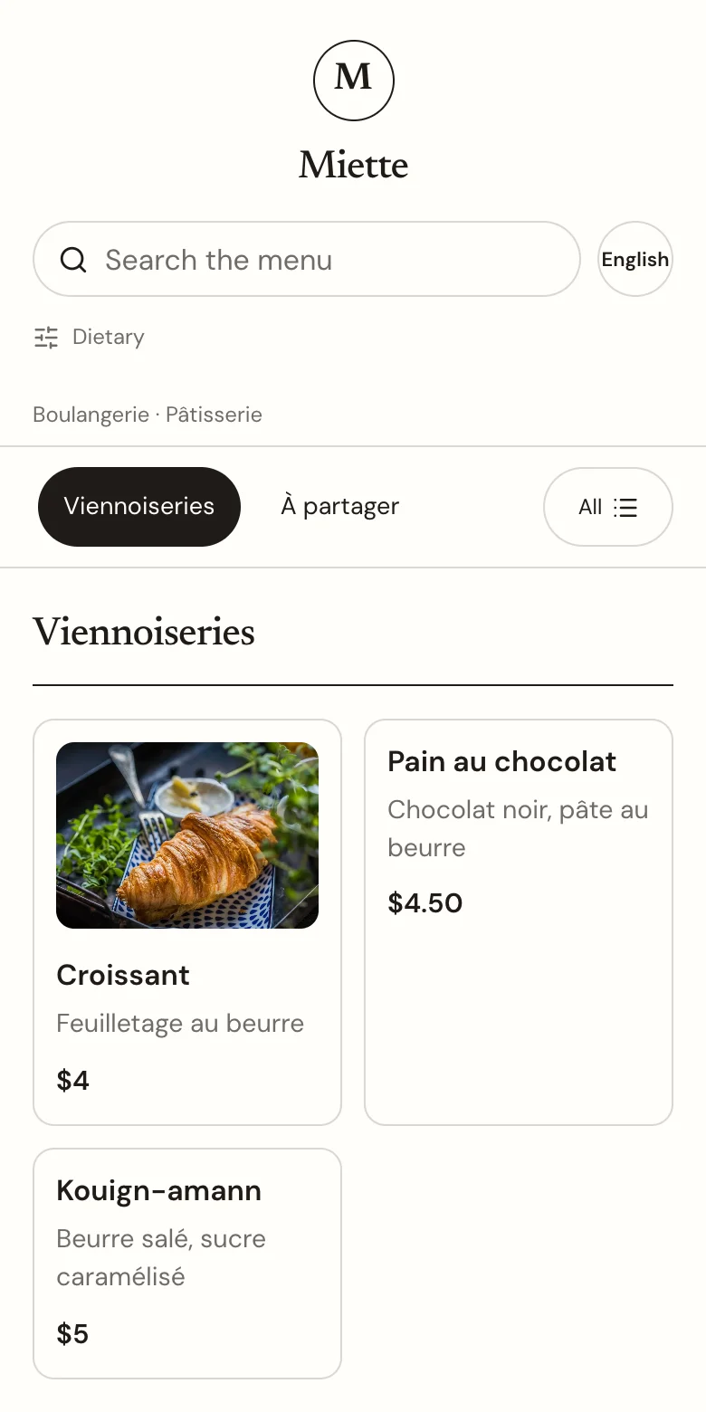Miette — Boulangerie · Pâtisserie