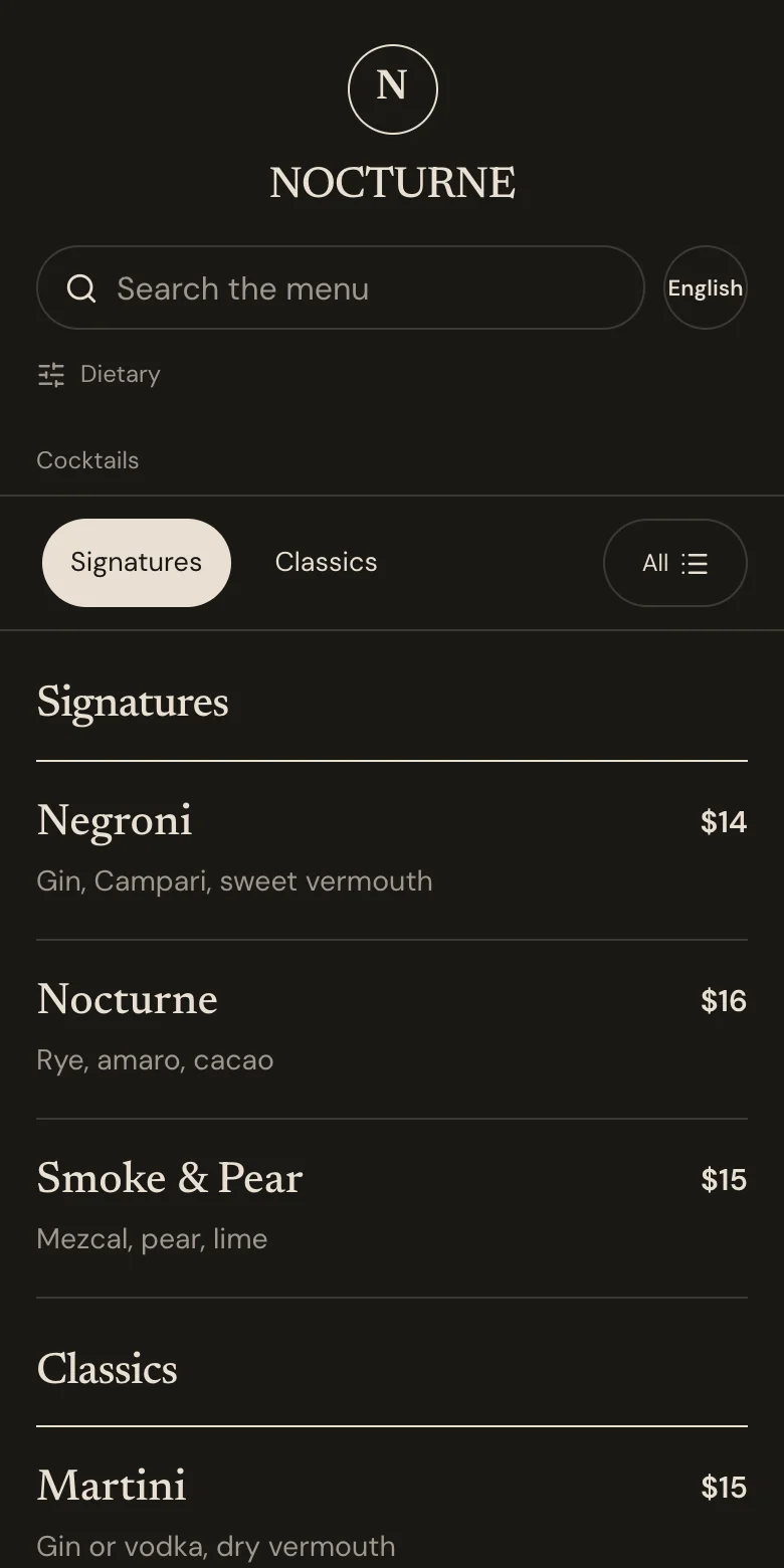 NOCTURNE — Cocktails